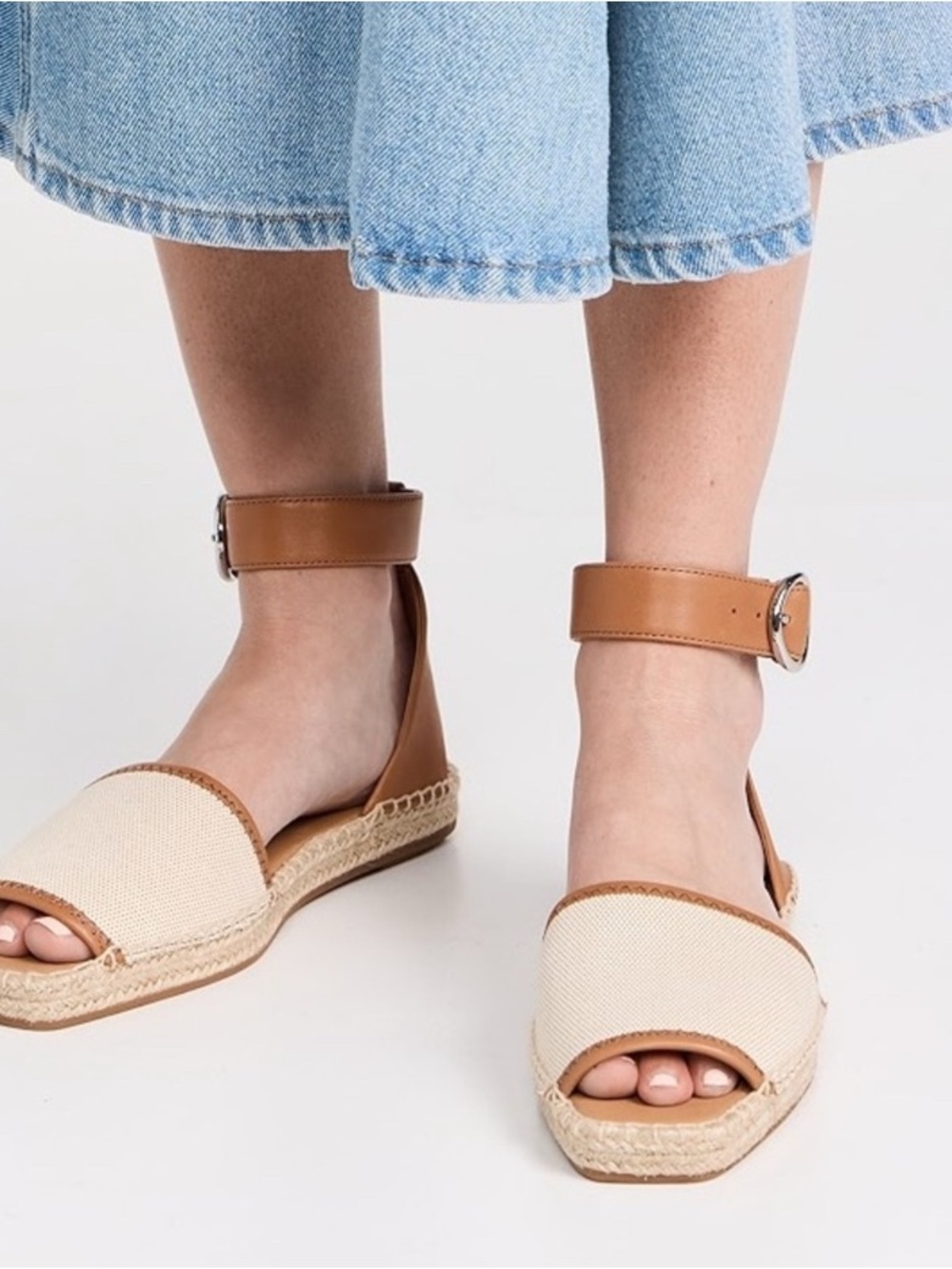 Rag & Bone Anteros Cotton Peep-toe Espadrilles In Natural Leather Size 36.5